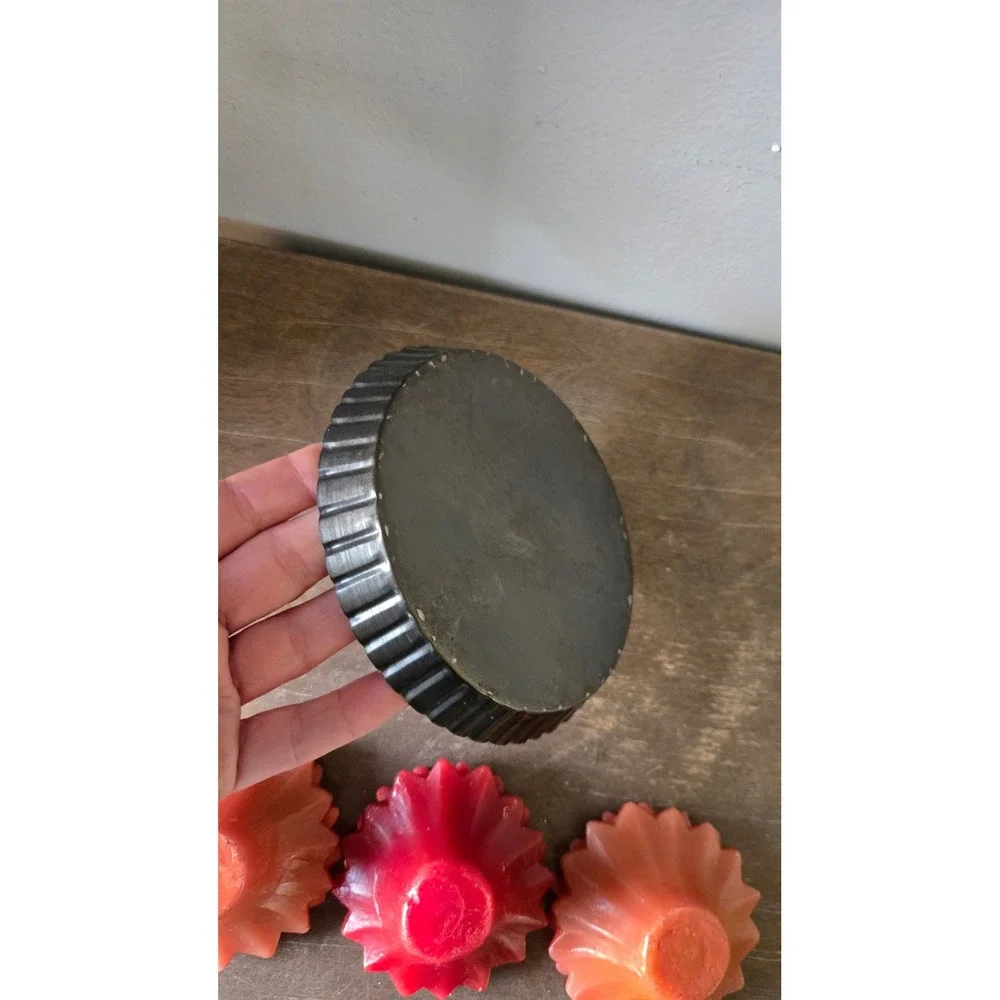 Sunflower Candle Set 3pc with Black Metal Fluted Tart Tin Tray‎ Rustic Decor